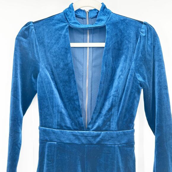Windsor Womens Coquette Going Out Velvet Choker Plunge Cutout‎ Romper Size S - Picture 3 of 10